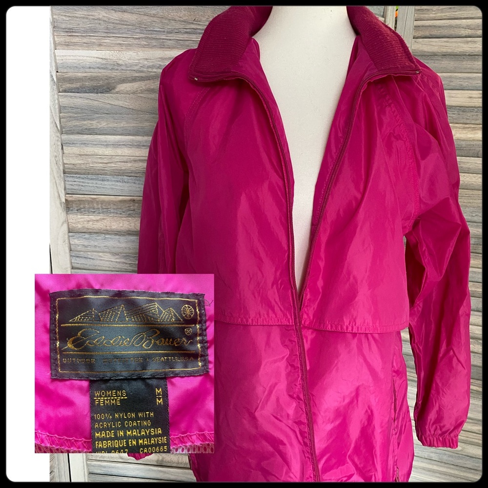 Vintage 1980’s Eddie Bauer Raspberry Pink Windbreaker Jacket - M